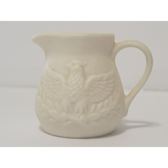 Unbranded Other - Vintage Small Pitcher Creamer With Bald Eagle Design Matte Finish 2.5" Tall